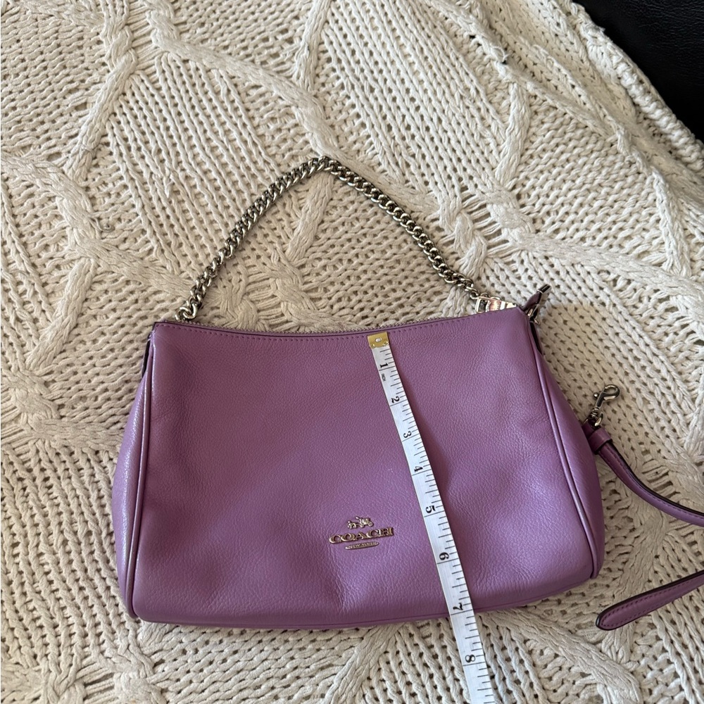 Coach Purple Lilac Leather Shoulder Bag with Chain Strap - Picture 12 of 16
